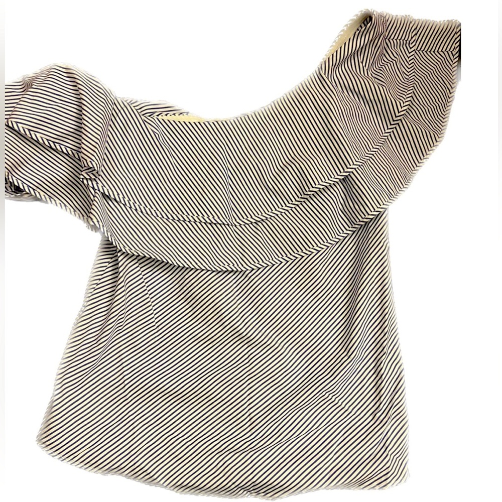 White House black market striped off shoulder top